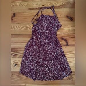 Brandy Melville Floral Burgundy Halter Dress